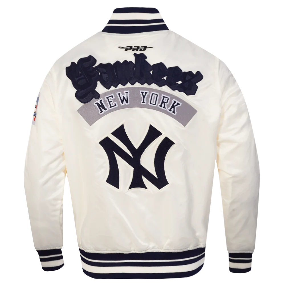 MLB NEW YORK YANKEES BEST OF MEN'S RIB SATIN JACKET (EGGSHELL/ MIDNIGHT NAVY) - Image 5
