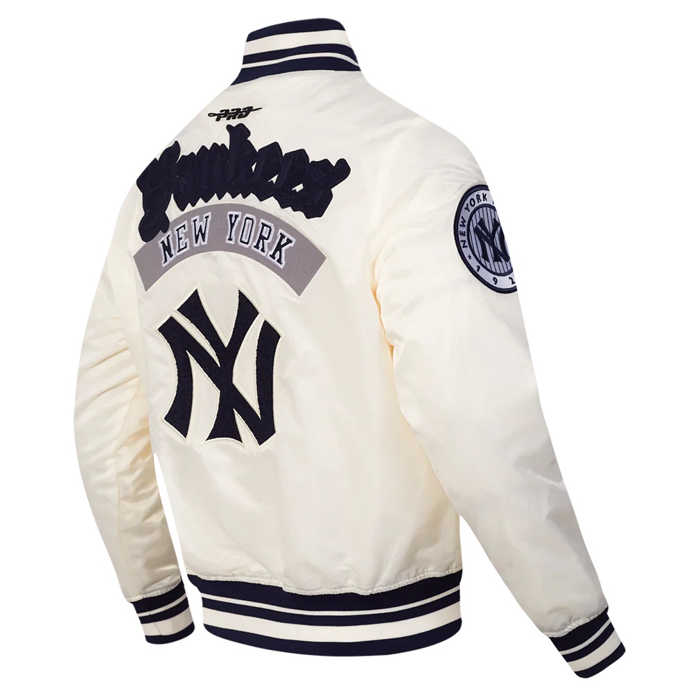 MLB NEW YORK YANKEES BEST OF MEN'S RIB SATIN JACKET (EGGSHELL/ MIDNIGHT NAVY) - Image 6