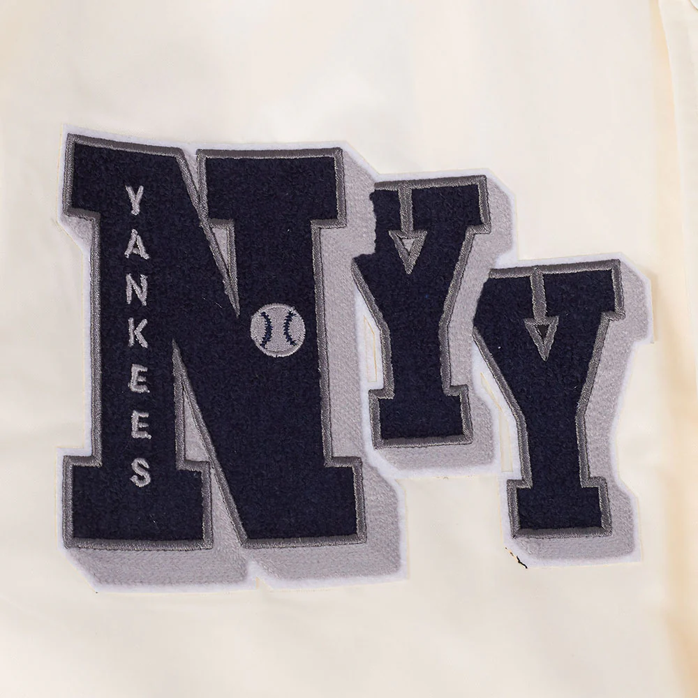 MLB NEW YORK YANKEES BEST OF MEN'S RIB SATIN JACKET (EGGSHELL/ MIDNIGHT NAVY) - Image 9