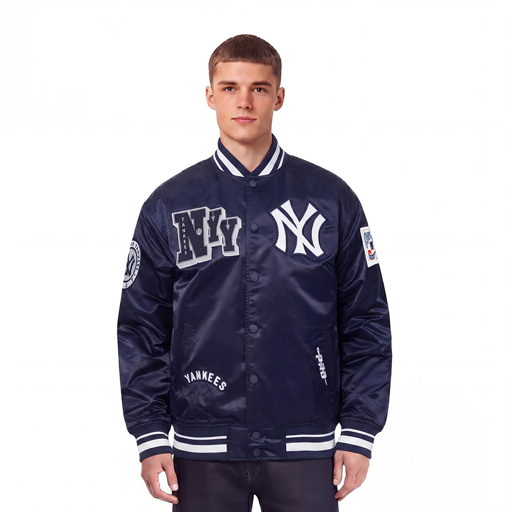 MLB NEW YORK YANKEES BEST OF MEN'S RIB SATIN JACKET (MIDNIGHT NAVY)
