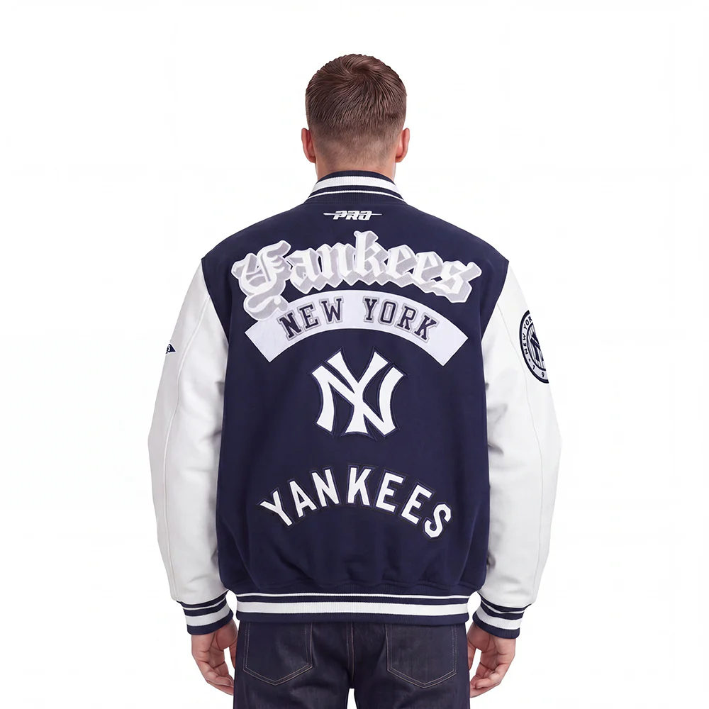 MLB NEW YORK YANKEES BEST OF MEN'S RIB WOOL VARSITY JACKET (MIDNIGHT NAVY/WHITE) - Image 2