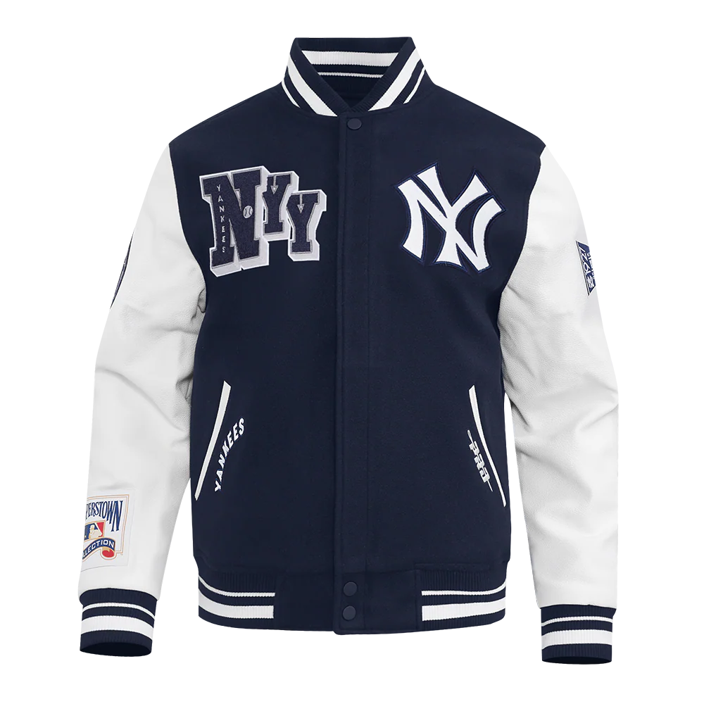 MLB NEW YORK YANKEES BEST OF MEN'S RIB WOOL VARSITY JACKET (MIDNIGHT NAVY/WHITE) - Image 3