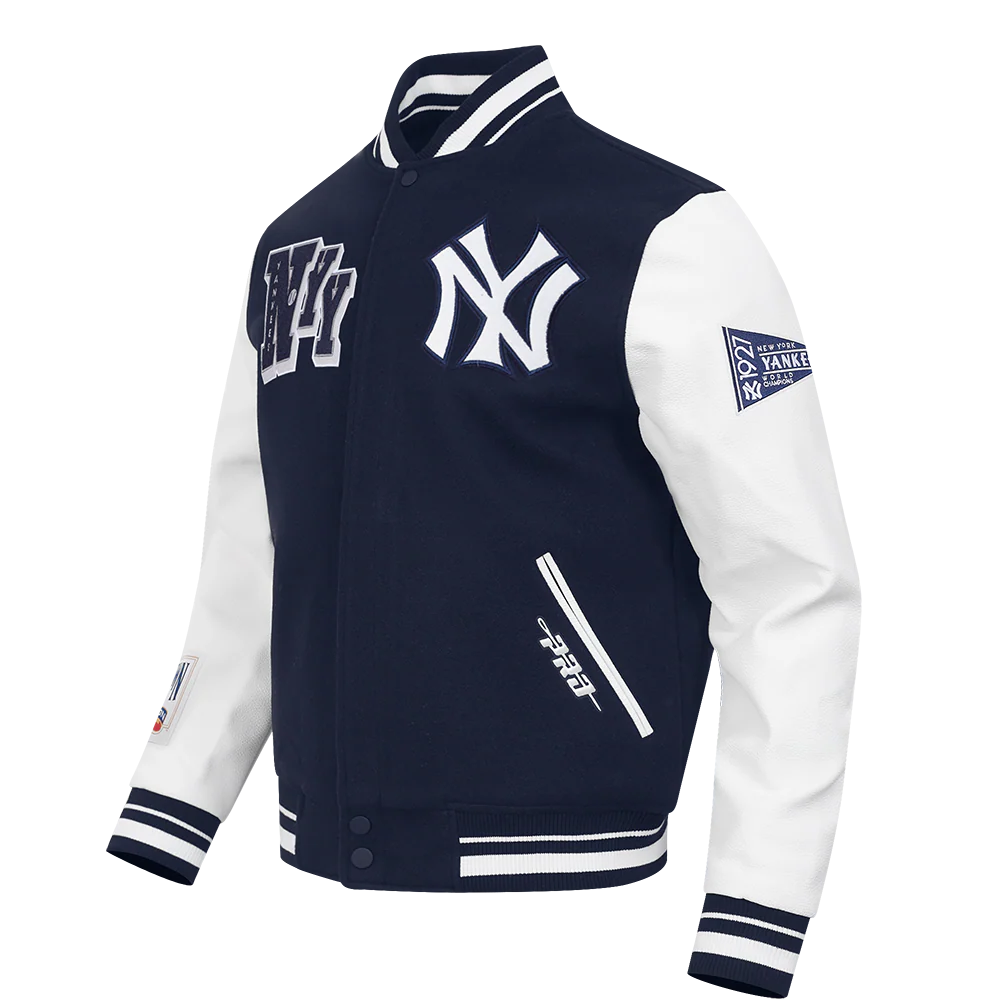 MLB NEW YORK YANKEES BEST OF MEN'S RIB WOOL VARSITY JACKET (MIDNIGHT NAVY/WHITE) - Image 4
