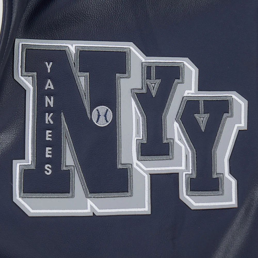 MLB NEW YORK YANKEES BEST OF MEN'S LEATHER VARSITY JACKET (MIDNIGHT NAVY/WHITE) - Image 7