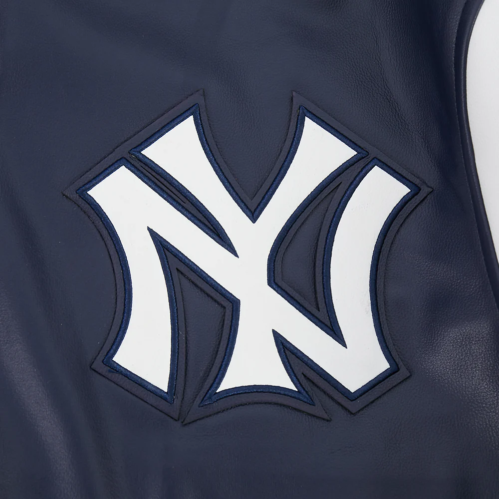 MLB NEW YORK YANKEES BEST OF MEN'S LEATHER VARSITY JACKET (MIDNIGHT NAVY/WHITE) - Image 8