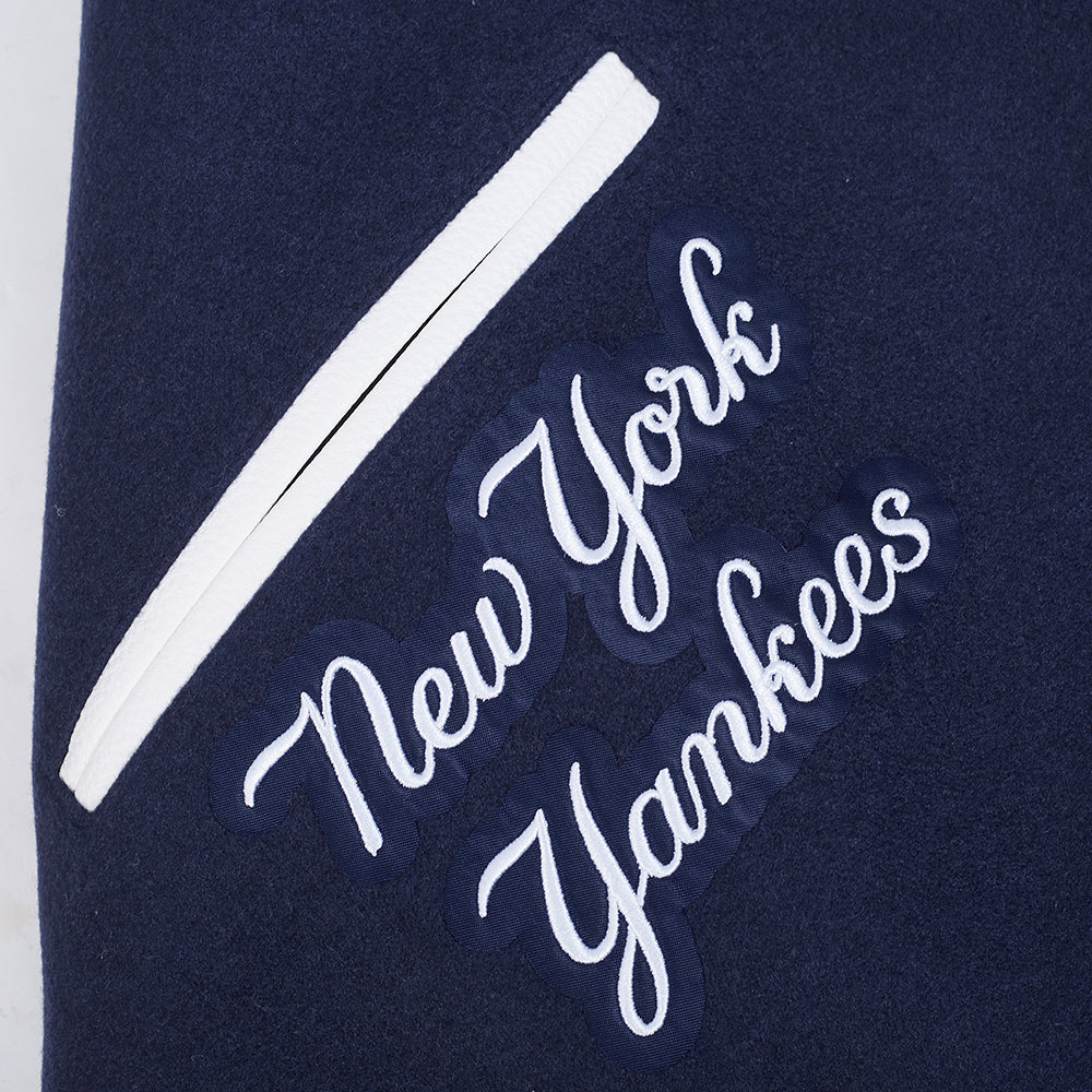 MLB NEW YORK YANKEES TEAM BADGE MEN'S RIB WOOL VARSITY JACKET (MIDNIGHT NAVY/WHITE) - Image 6
