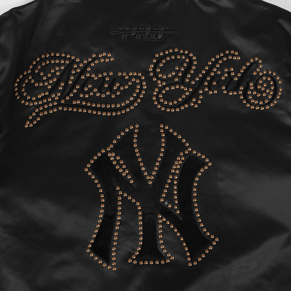 MLB NEW YORK YANKEES BLACKOUT MEN'S SATIN JACKET (BLACK) - Image 11