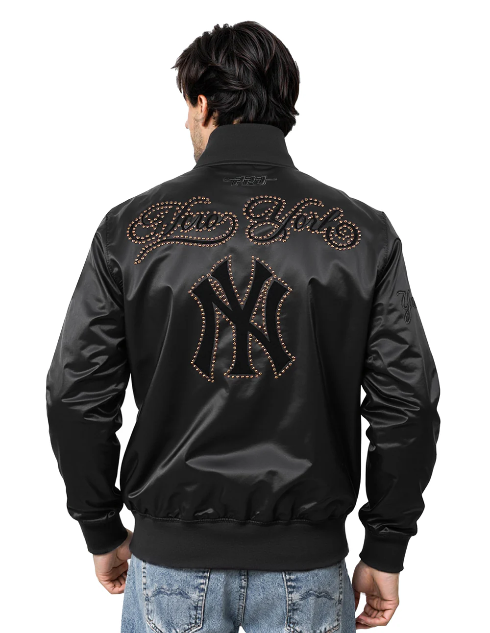 MLB NEW YORK YANKEES BLACKOUT MEN'S SATIN JACKET (BLACK) - Image 2