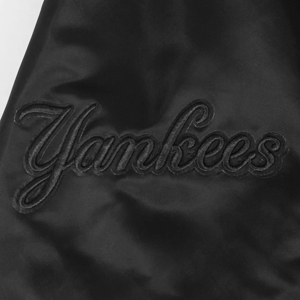 MLB NEW YORK YANKEES BLACKOUT MEN'S SATIN JACKET (BLACK) - Image 8