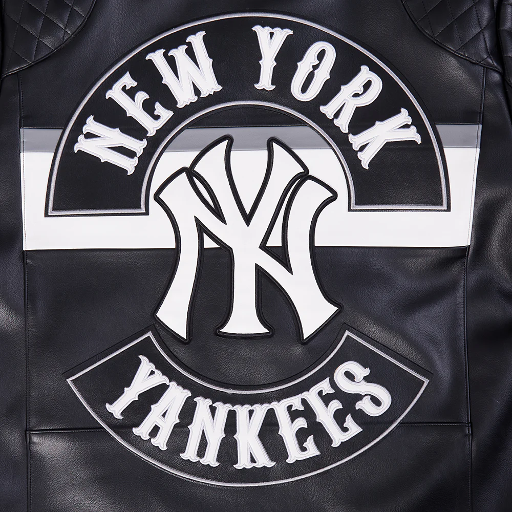 MLB NEW YORK YANKEES BORN FOR SPORT MEN'S MOTO JACKET (BLACK/WHITE) - Image 7