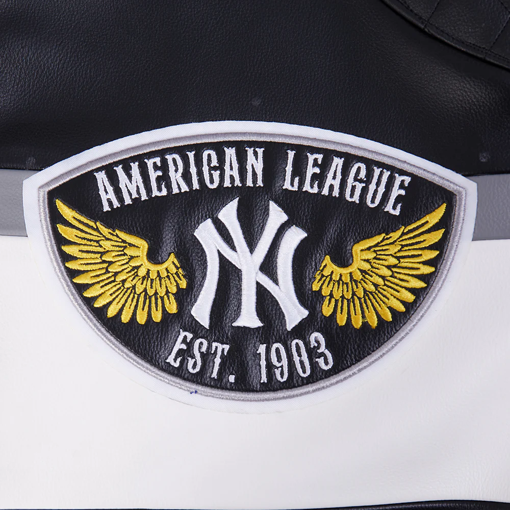MLB NEW YORK YANKEES BORN FOR SPORT MEN'S MOTO JACKET (BLACK/WHITE) - Image 8