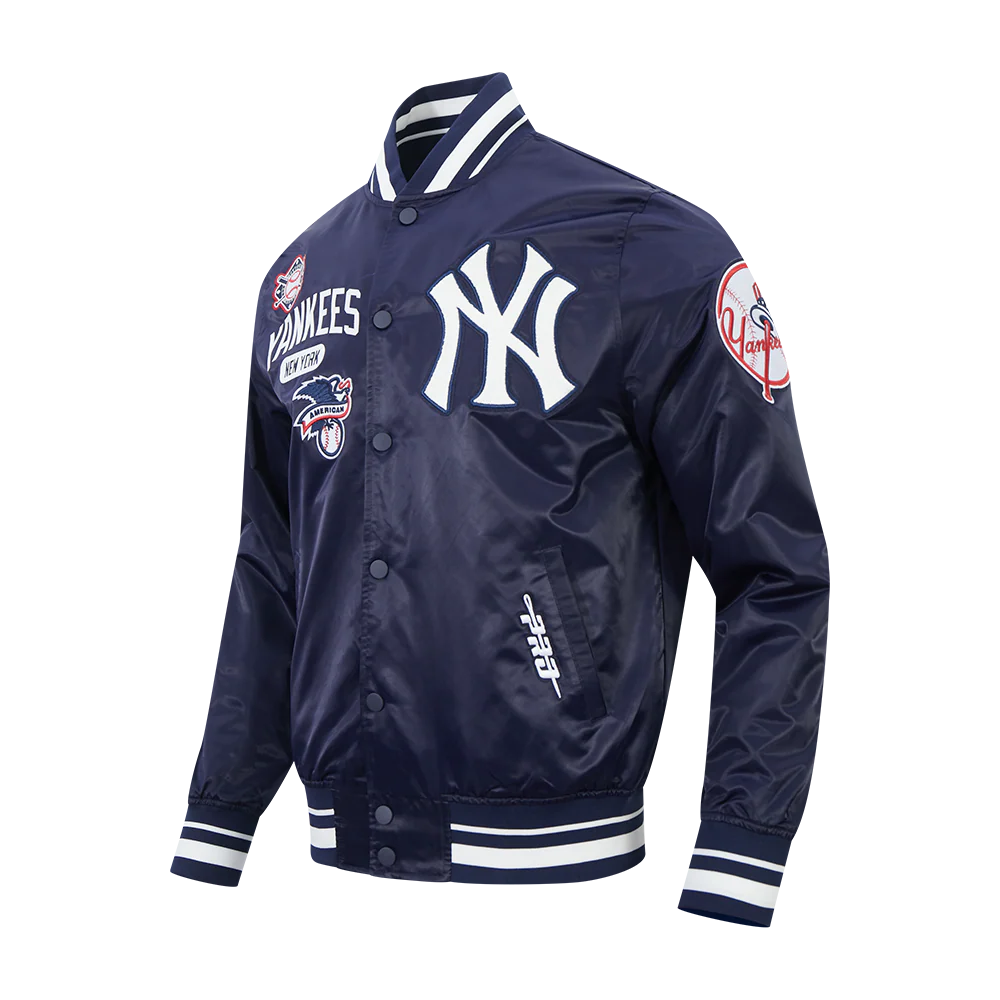 MLB NEW YORK YANKEES LETTERMAN MEN'S SATIN JACKET (MIDNIGHT NAVY) - Image 3