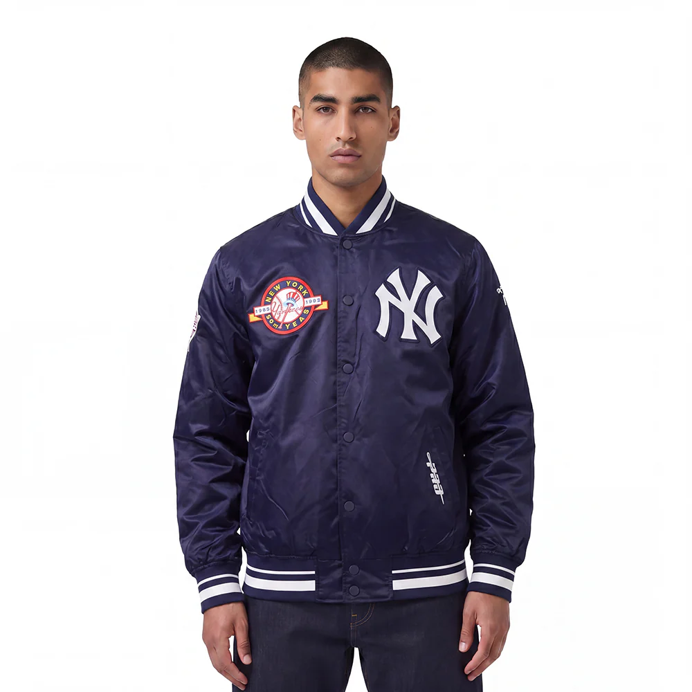 MLB NEW YORK YANKEES DAY ONE MEN'S SATIN JACKET (MIDNIGHT NAVY)