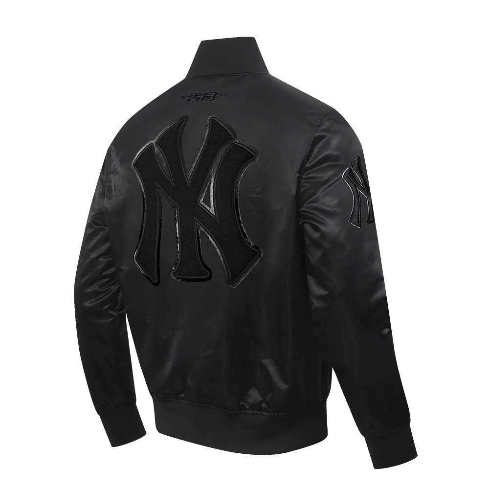 MLB NEW YORK YANKEES TRIPLE BLACK MEN'S SATIN JACKET (BLACK) - Image 4