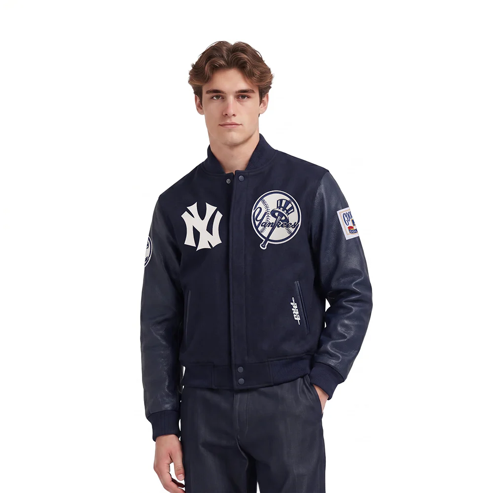 MLB NEW YORK YANKEES FIRST TEAM MEN'S VARSITY JACKET (MIDNIGHT NAVY)