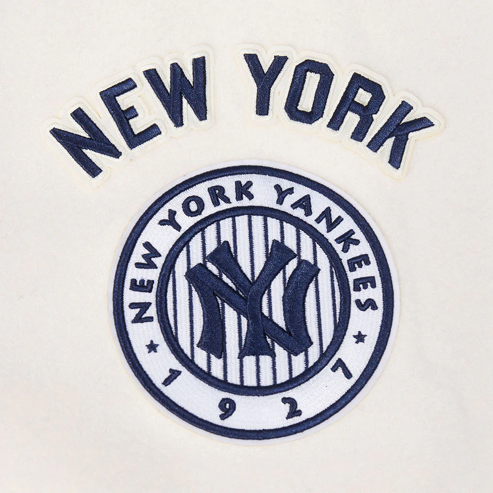 MLB NEW YORK YANKEES RETRO CLASSICS MEN'S RIB WOOL VARSITY JACKET (EGGSHELL/ MIDNIGHT NAVY) - Image 8
