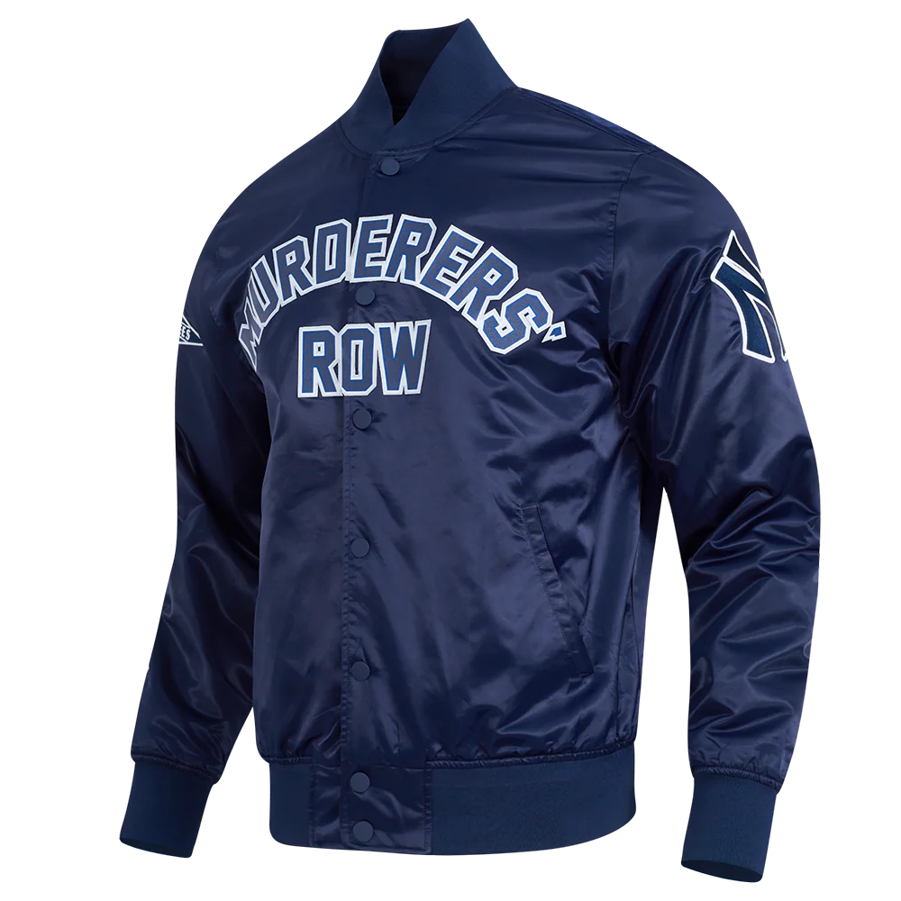 MLB NEW YORK YANKEES MURDERERS ROW BIG LOGO MEN'S SATIN JACKET (MIDNIGHT NAVY) - Image 2