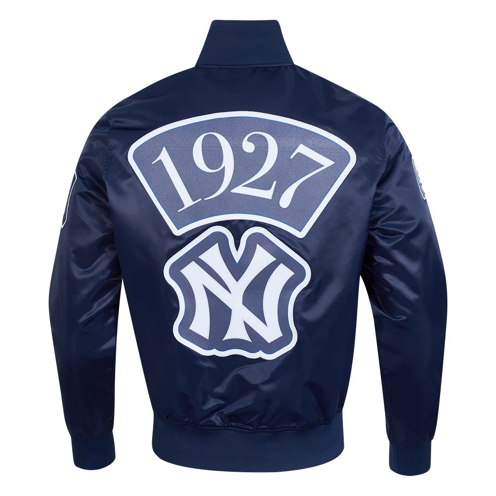 MLB NEW YORK YANKEES MURDERERS ROW BIG LOGO MEN'S SATIN JACKET (MIDNIGHT NAVY) - Image 3