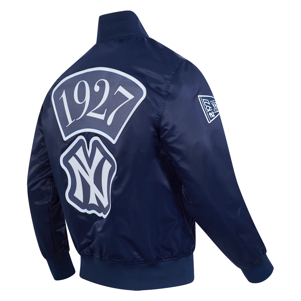 MLB NEW YORK YANKEES MURDERERS ROW BIG LOGO MEN'S SATIN JACKET (MIDNIGHT NAVY) - Image 4