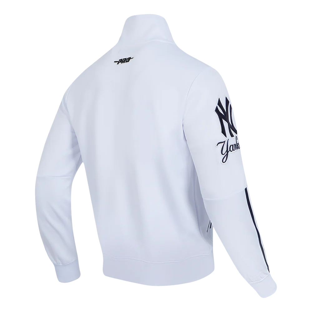 MLB NEW YORK YANKEES CLASSIC MEN'S DOUBLE KNIT TRACK JACKET (WHITE/MIDNIGHT NAVY) - Image 4