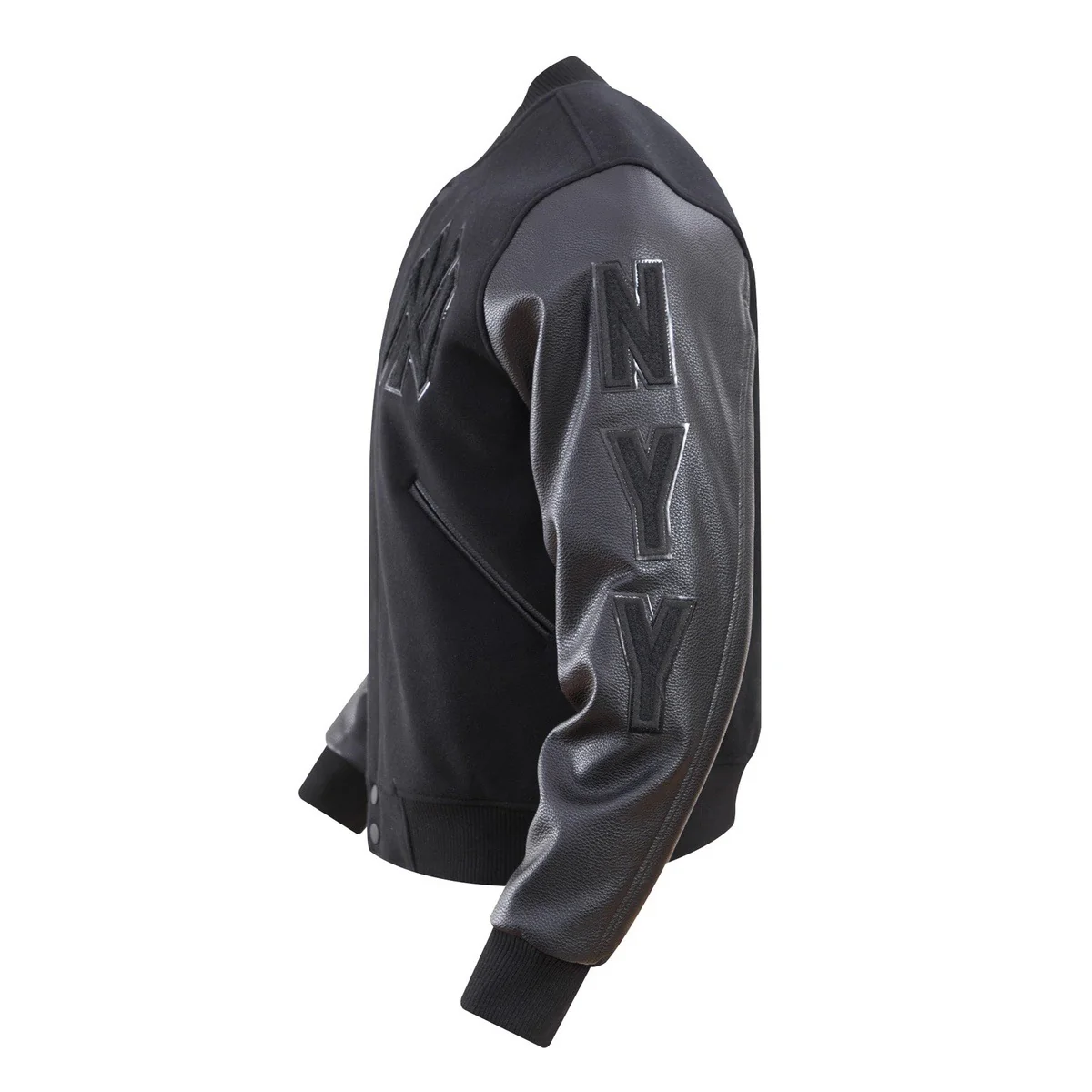 MLB NEW YORK YANKEES TRIPLE BLACK MEN'S VARSITY JACKET (BLACK) - Image 3