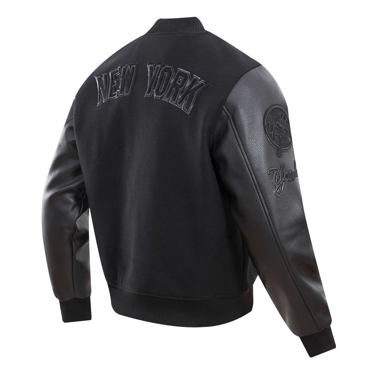 MLB NEW YORK YANKEES TRIPLE BLACK MEN'S VARSITY JACKET (BLACK) - Image 5