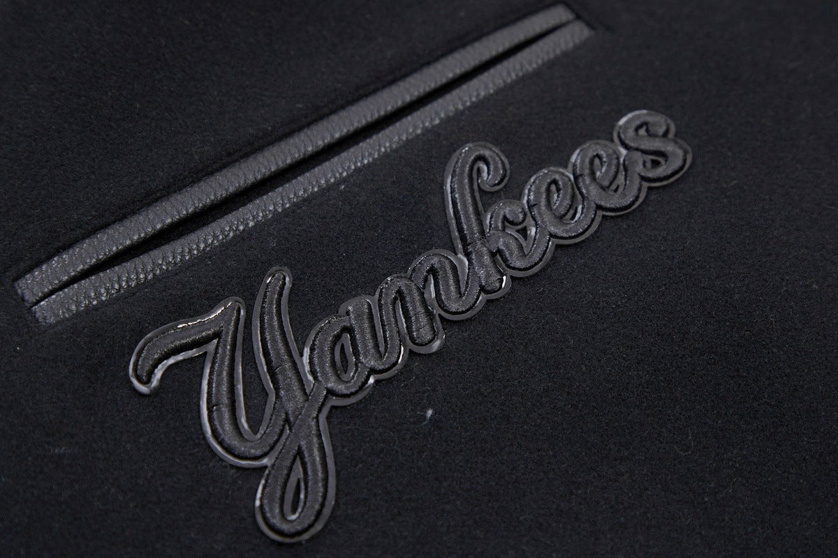 MLB NEW YORK YANKEES TRIPLE BLACK MEN'S VARSITY JACKET (BLACK) - Image 6