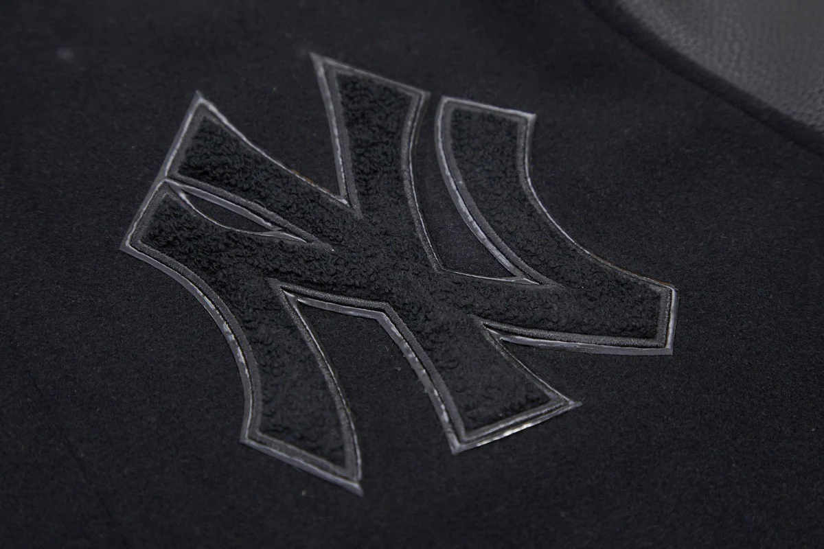 MLB NEW YORK YANKEES TRIPLE BLACK MEN'S VARSITY JACKET (BLACK) - Image 7