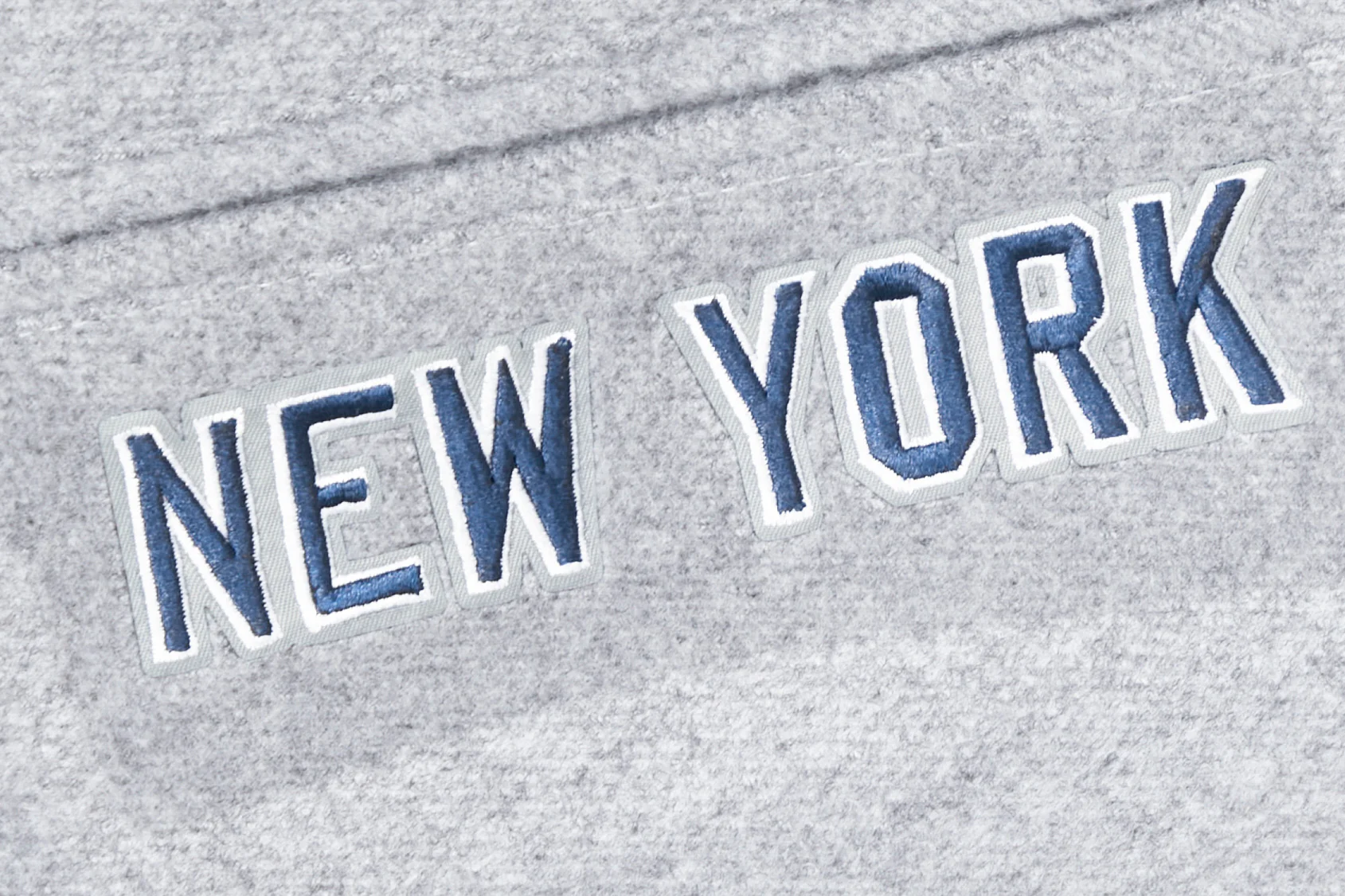 MLB NEW YORK YANKEES CREST EMBLEM RIB WOOL VARSITY JACKET (HEATHER GREY/MIDNIGHT NAVY) - Image 7
