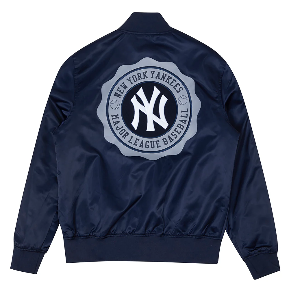 MLB NEW YORK YANKEES CREST EMBLEM MEN'S SATIN JACKET (MIDNIGHT NAVY) - Image 6
