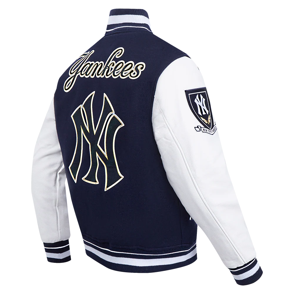 MLB NEW YORK YANKEES PRO PREP MEN'S WOOL VARSITY JACKET (MIDNIGHT NAVY/WHITE) - Image 4