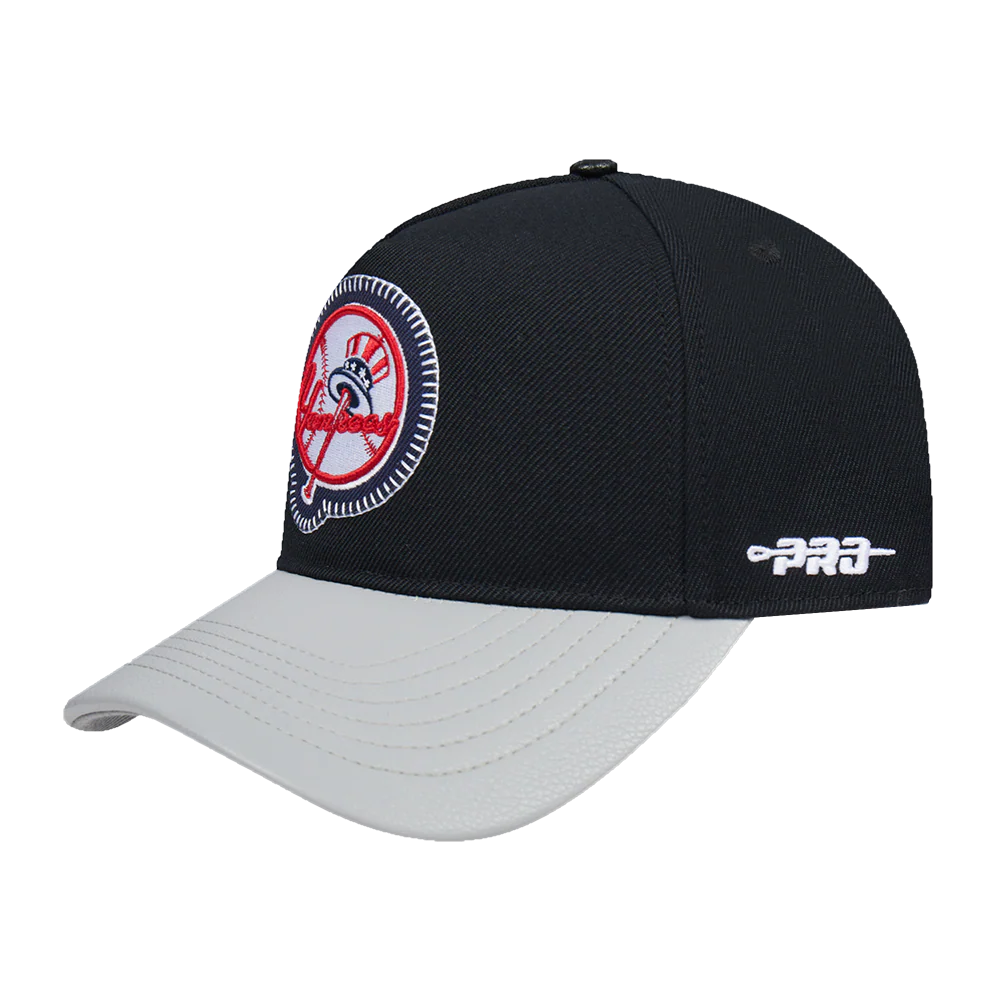 MLB NEW YORK YANKEES DIY PICK STITCH LEATHER PINCH FRONT STRAPBACK (BLACK) - Image 2