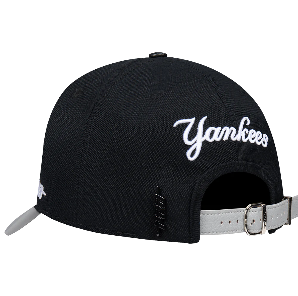 MLB NEW YORK YANKEES DIY PICK STITCH LEATHER PINCH FRONT STRAPBACK (BLACK) - Image 3