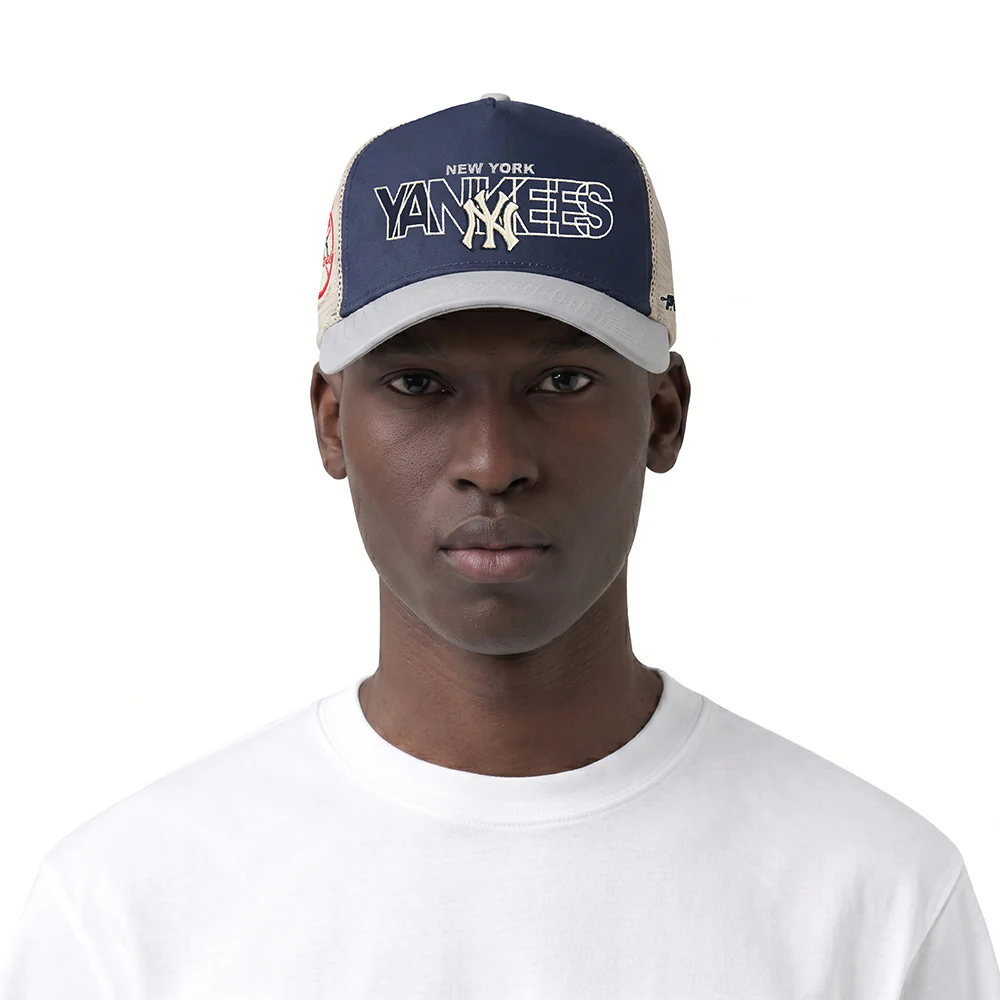 MLB NEW YORK YANKEES STACKS 2 TONE WORDMARK PINCH FRONT STRAPBAC (MIDNIGHT NAVY/GRAY)