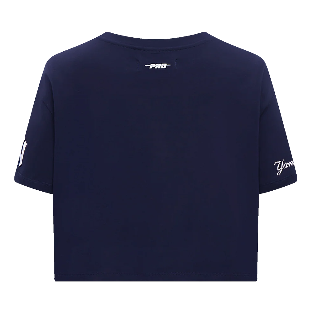 MLB NEW YORK YANKEES SCRIPT TAIL WOMEN'S SINGLE JERSEY BOXY TOP (MIDNIGHT NAVY) - Image 3