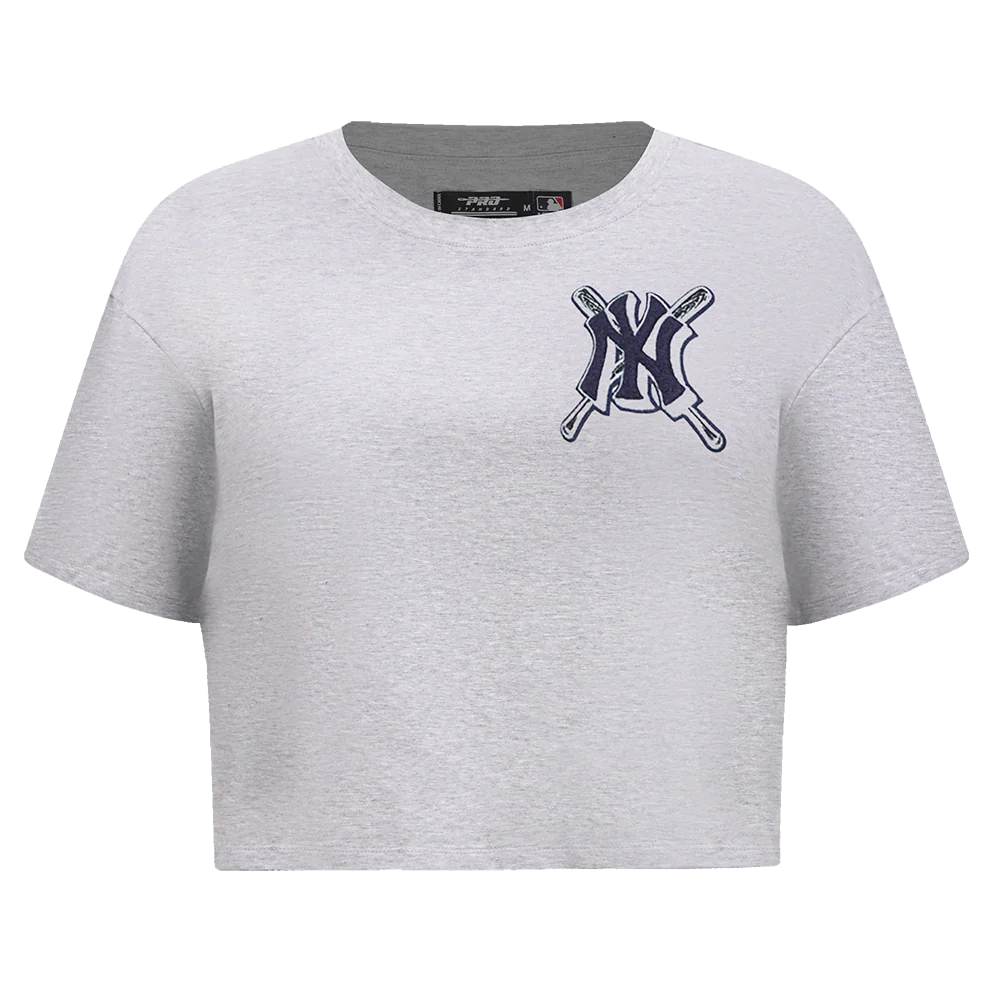 MLB NEW YORK YANKEES MASHUP WOMEN'S BOXY TOP (HEATHER GREY)