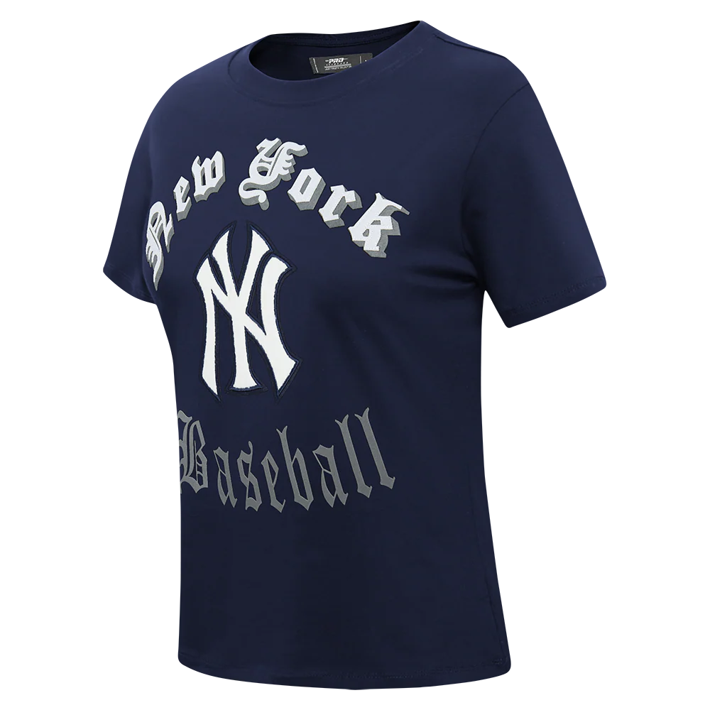 MLB NEW YORK YANKEES OLD ENGLISH WOMEN'S SJ SLIM FIT TEE (MIDNIGHT NAVY) - Image 2