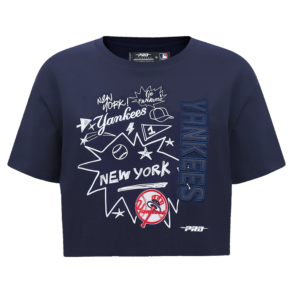MLB NEW YORK YANKEES SKETCHBOOK WOMEN'S SINGLE JERSEY BOXY TEE (MIDNIGHT NAVY) - Image 5