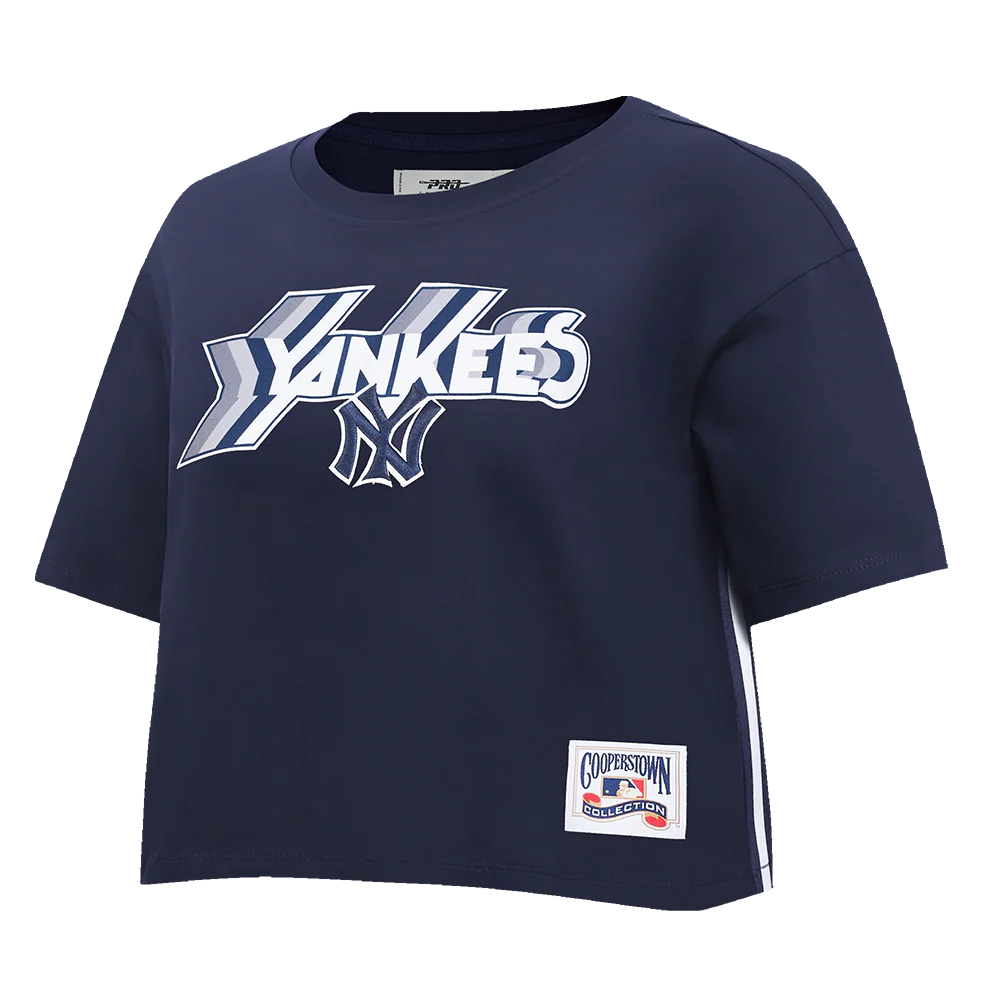 MLB NEW YORK YANKEES RETRO ELEVATION WOMEN'S SINGLE JERSEY BOXY TOP (MIDNIGHT NAVY) - Image 2