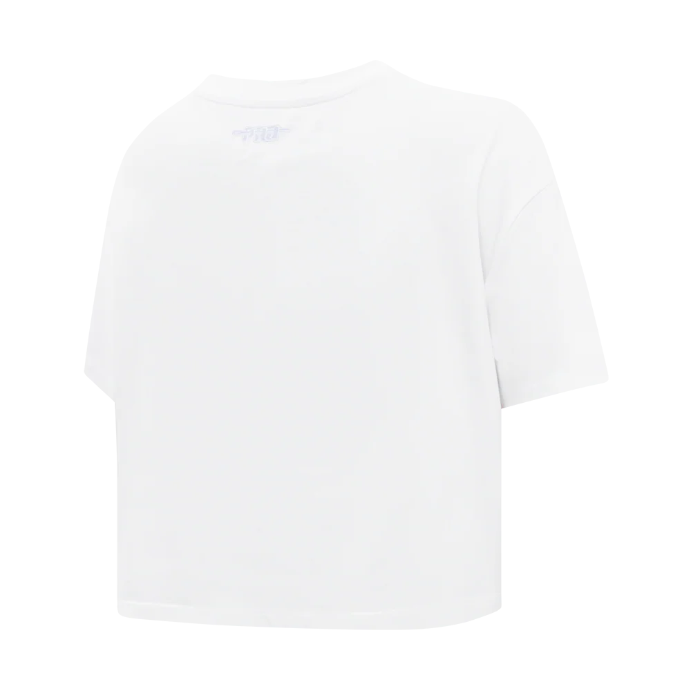 MLB NEW YORK YANKEES HOLOGRAM WOMEN'S SINGLE JERSEY BOXY TOP (WHITE) - Image 4