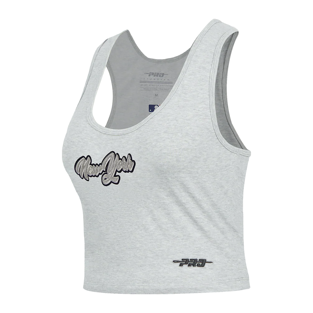 MLB NEW YORK YANKEES SHEER INFLUENCE WOMEN'S FITTED RACERBACK (HEATHER GREY) - Image 2