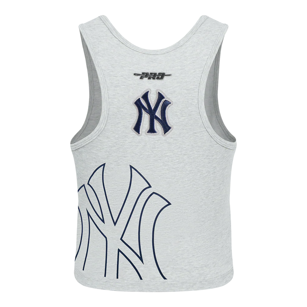 MLB NEW YORK YANKEES SHEER INFLUENCE WOMEN'S FITTED RACERBACK (HEATHER GREY) - Image 3