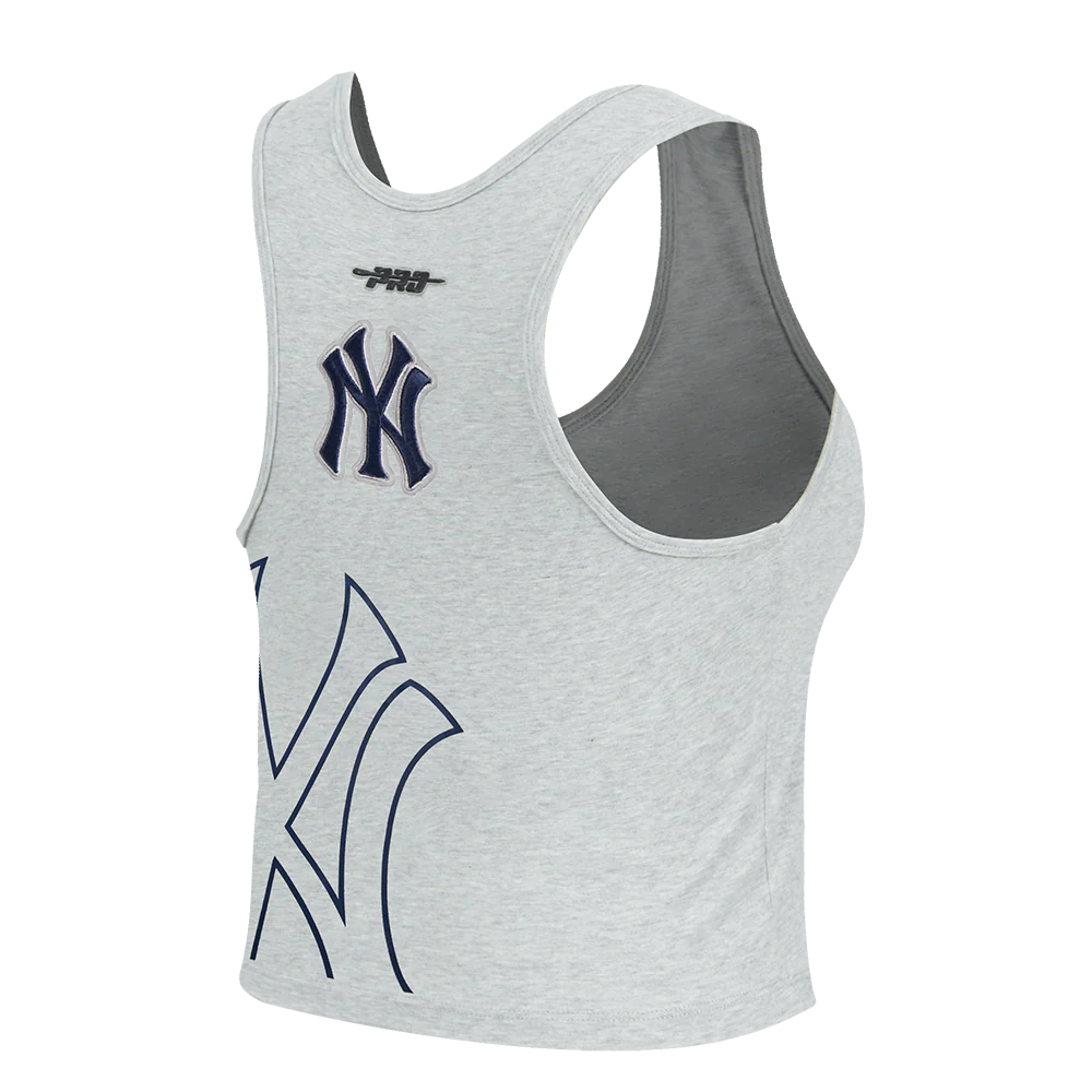 MLB NEW YORK YANKEES SHEER INFLUENCE WOMEN'S FITTED RACERBACK (HEATHER GREY) - Image 4