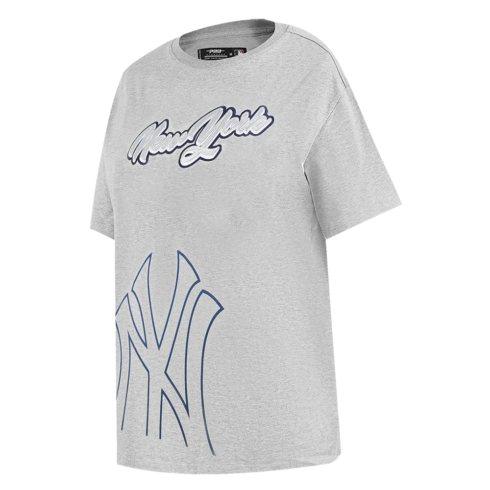 MLB NEW YORK YANKEES SHEER INFLUENCE WOMEN'S BOYFRIEND TOP (HEATHER GREY) - Image 2