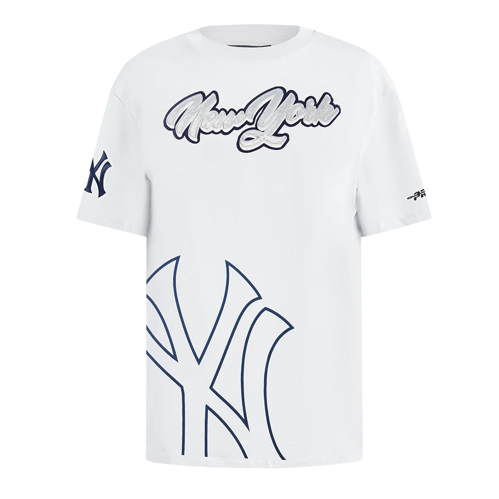 MLB NEW YORK YANKEES SHEER INFLUENCE WOMEN'S BOYFRIEND TOP (WHITE)