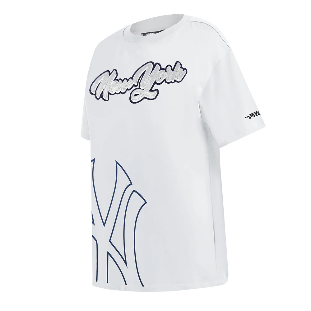 MLB NEW YORK YANKEES SHEER INFLUENCE WOMEN'S BOYFRIEND TOP (WHITE) - Image 2
