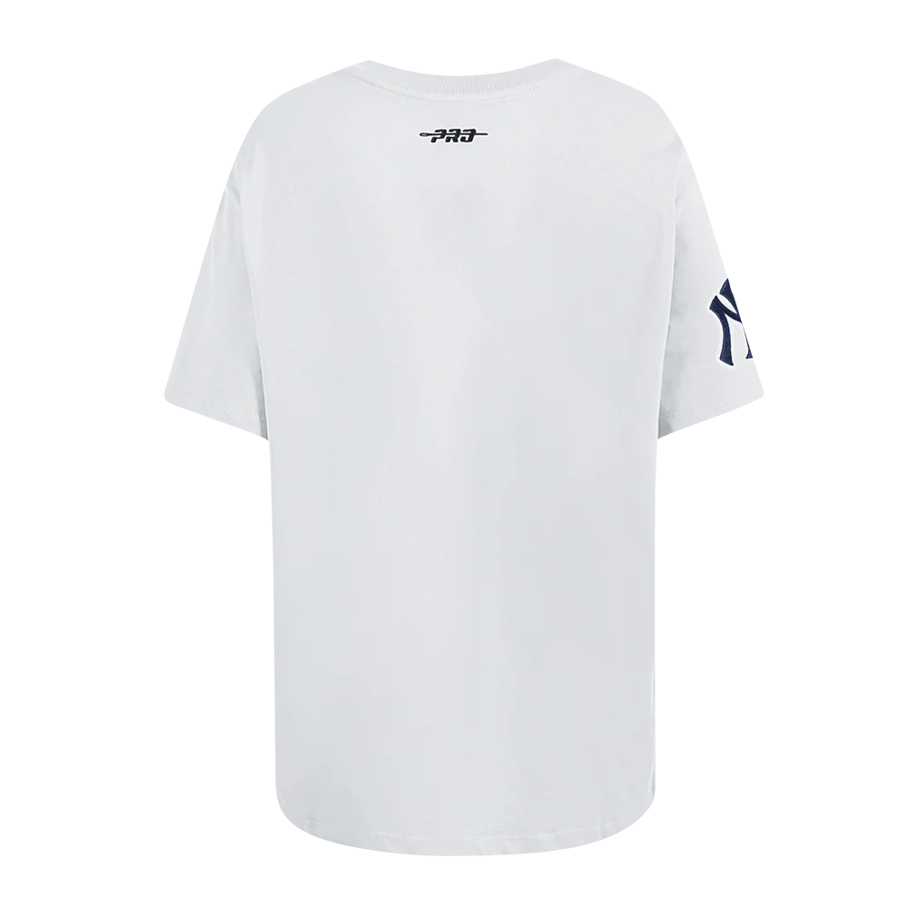 MLB NEW YORK YANKEES SHEER INFLUENCE WOMEN'S BOYFRIEND TOP (WHITE) - Image 3