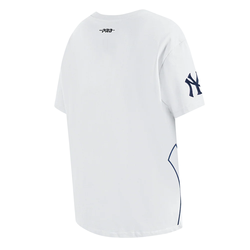 MLB NEW YORK YANKEES SHEER INFLUENCE WOMEN'S BOYFRIEND TOP (WHITE) - Image 4