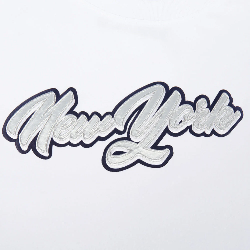 MLB NEW YORK YANKEES SHEER INFLUENCE WOMEN'S BOYFRIEND TOP (WHITE) - Image 5