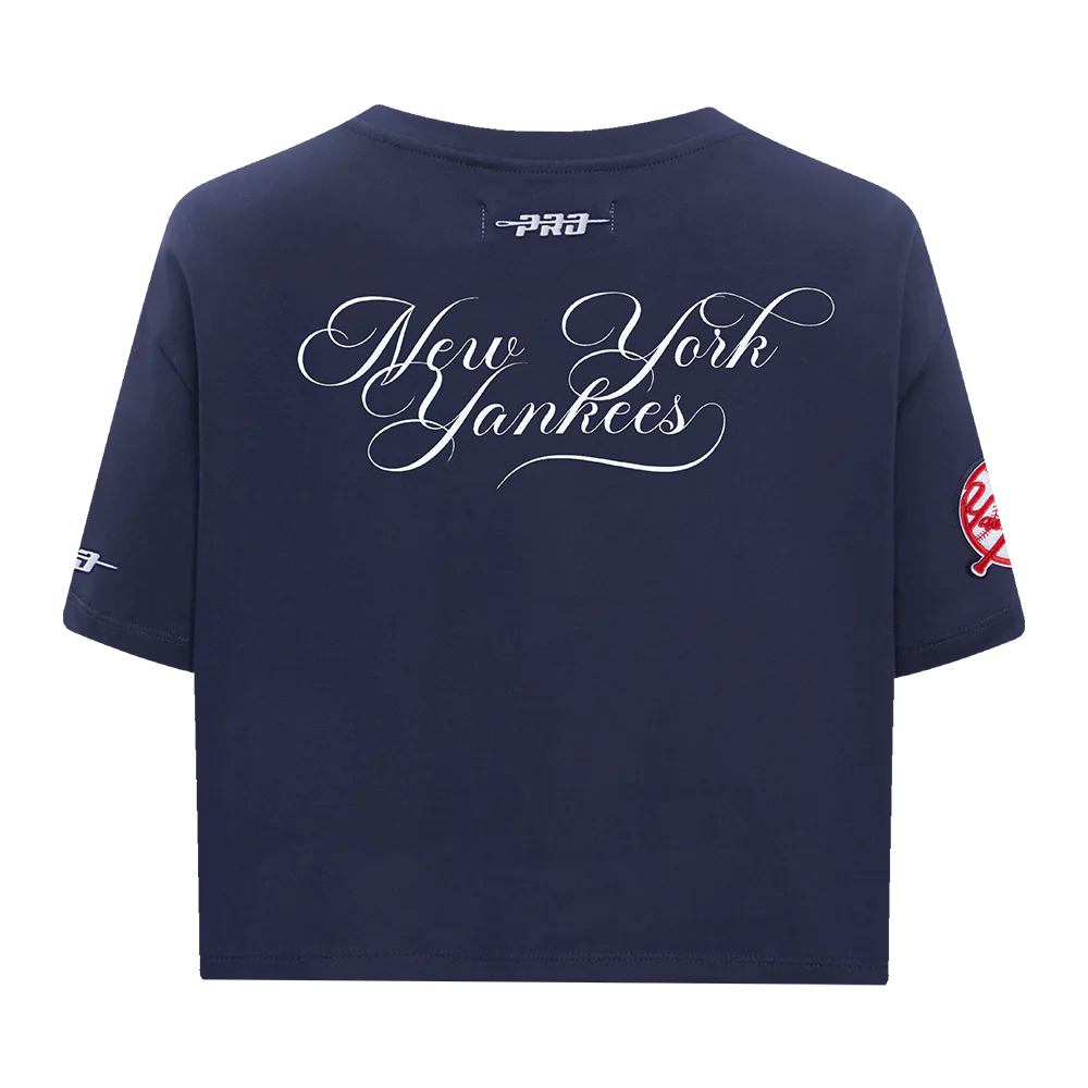 MLB NEW YORK YANKEES SUGAR SKULL WOMEN'S SINGLE JERSEY BOXY TOP (MIDNIGHT NAVY) - Image 3